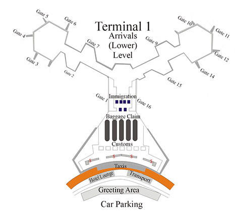Naia Terminal 2 Arrival Map